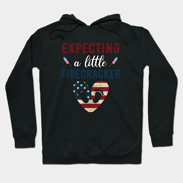 4th of July Pregnancy Announcement shirt, Expecting a Little Firecracker 4th of July Mom to be shirt, 4th of July Baby Announcement Hoodie by RRADesign